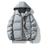 Hooded Thickened Couple Cotton Coat With Solid Color