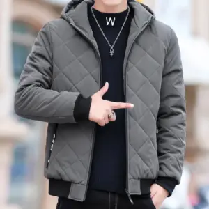 Warm Fleece Plaid Cotton-Padded Jacket with Zipper Pockets