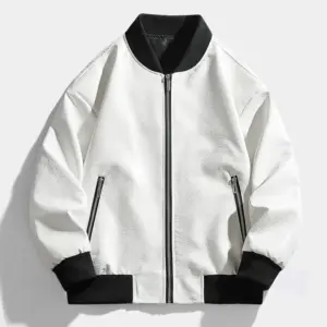 Slim Fit Synthetic Leather Jacket for Men, Ultra-Short