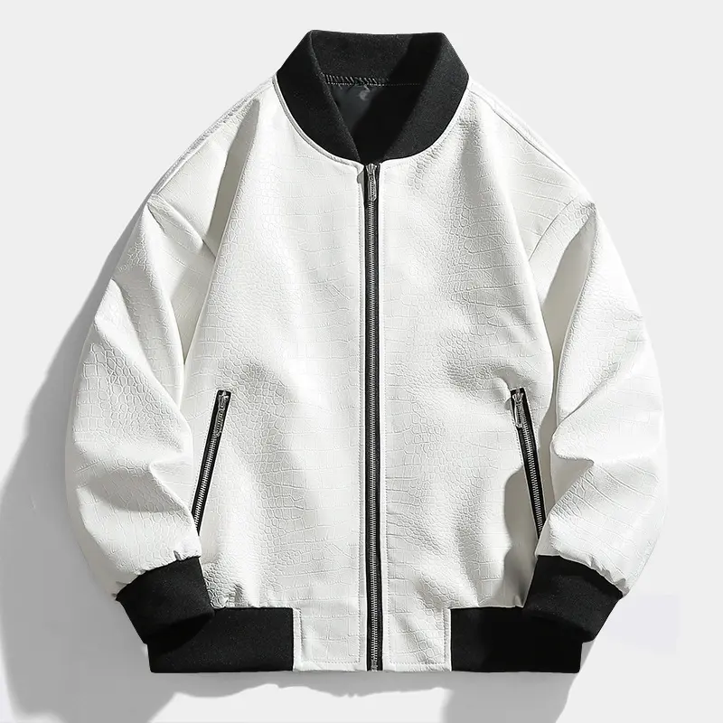 Slim Fit Synthetic Leather Jacket for Men, Ultra-Short Slim Fit Synthetic Leather Jacket for Men, Ultra-Short