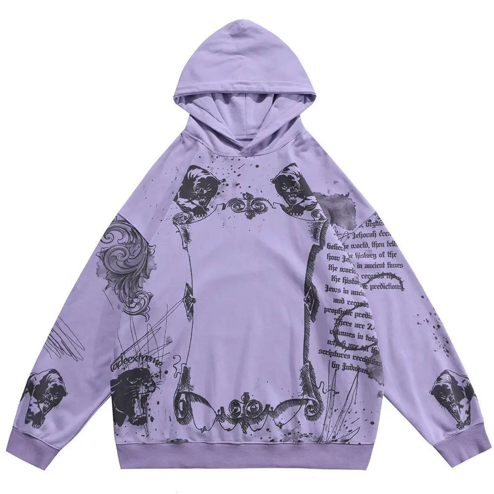 All-Over Speckle Print Cotton Pullover Hoodie for Men