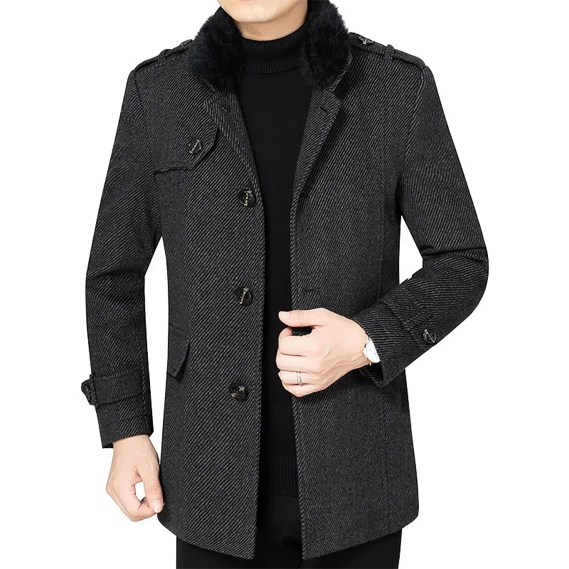 Warm Thickened Wool Blend Autumn Winter Wool Coat - Slim Fit Warm Thickened Wool Blend Autumn Winter Wool Coat - Slim Fit