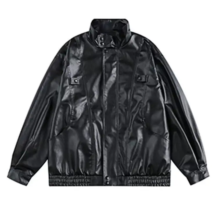 Loose Fit American Retro Leather Jacket for Men - Dual Tone