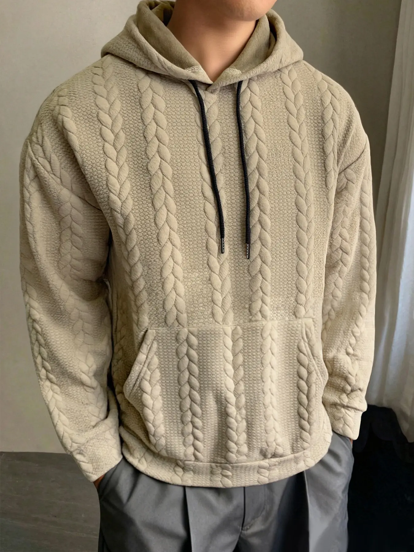 Pullover Hoodie Men’s Cotton Long-Sleeve Slim Fit Sweatshirt
