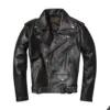 Genuine Cowhide Motorcycle Jacket for Men, Zipper Lapel