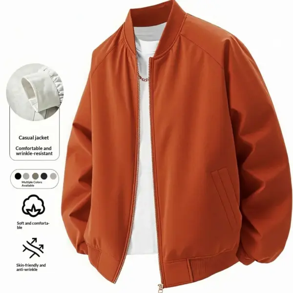 Solid Color Baseball Collar Jacket Men's Coat Solid Color Baseball Collar Jacket Men's Coat
