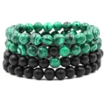 292889936869.webp Classic Black Matte Green Malachite Bracelets Suitable Women Men Elastic Strand Jewelry