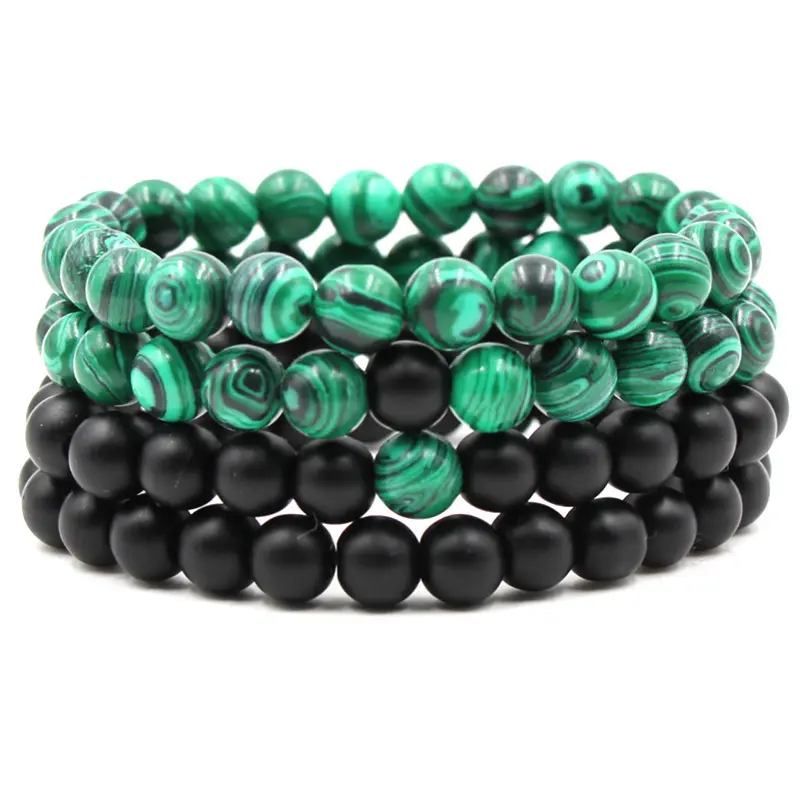 Classic Black Matte Green Malachite Bracelets Suitable Women Men Elastic Strand Jewelry Classic Black Matte Green Malachite Bracelets Suitable Women Men Elastic Strand Jewelry