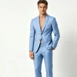 Slim Fit Men’s Business Suit Set with Double Breasted Buttons