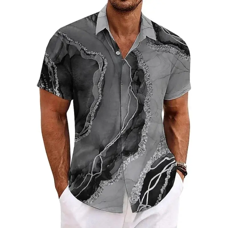 4-Way Stretch Retro 3 D Floral Men’s Short Sleeve Shirt 4-Way Stretch Retro 3 D Floral Men’s Short Sleeve Shirt
