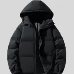 Hooded Thickened Couple Cotton Coat With Solid Color