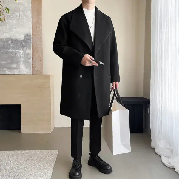 Warmth-Boosting Men’s Woolen Coat with Cotton Padding