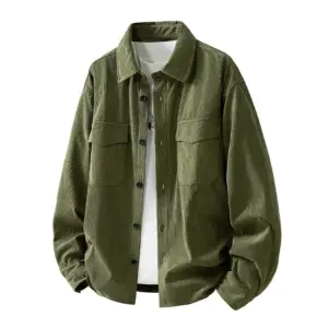 Padded Pocket Corduroy Long-Sleeve Jacket for Men - Vintage