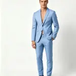 Slim Fit Men’s Business Suit Set with Double Breasted Buttons