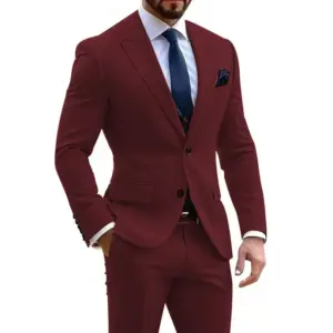 Slim Fit Cotton Blend 2-Piece Suit for Business Meetings
