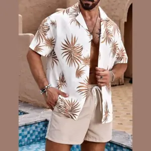 Color-Fast Hawaiian Print Cuban-Style Resort Shirt for Men