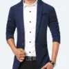 Non-Iron Slim Fit Knitted Blazer with Single-Button Placket