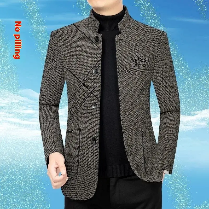 Slim-Fit Stand Collar Men’s Coat in Lycra for Business Slim-Fit Stand Collar Men’s Coat in Lycra for Business
