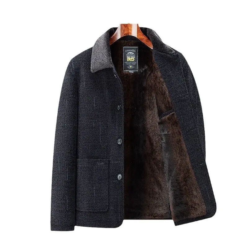 Thick Fleece-Lined Cotton-Padded Coat for Elderly, Woolen Thick Fleece-Lined Cotton-Padded Coat for Elderly, Woolen