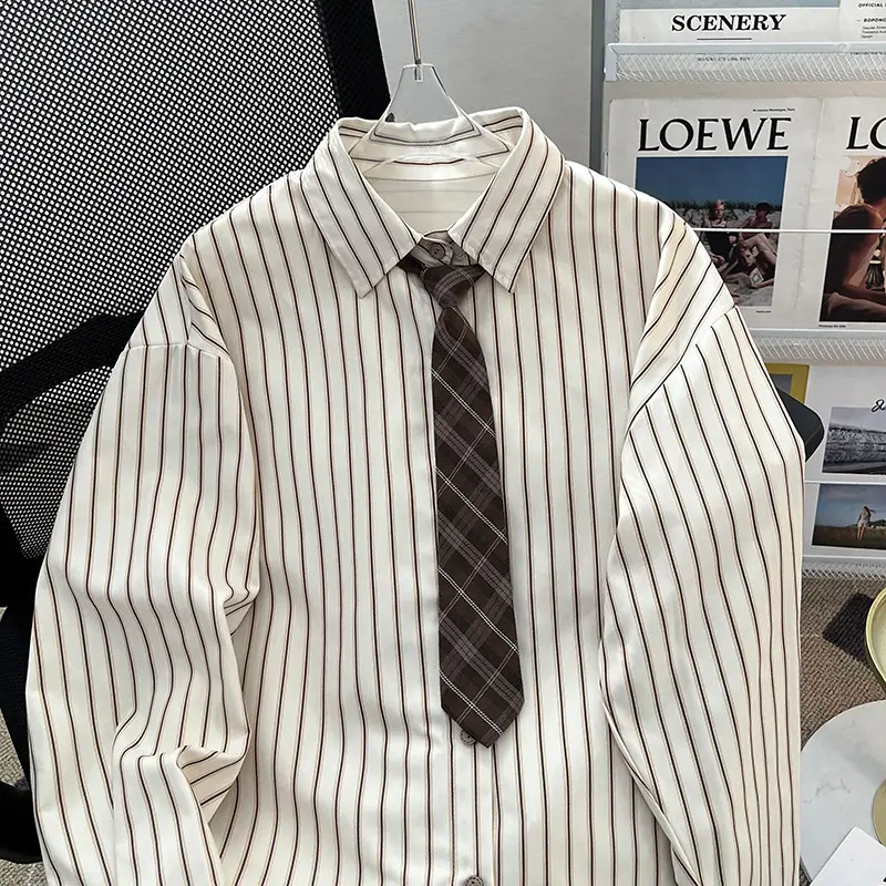 Relaxed Fit Men’s Lapel-Style Striped Shirt, Long Sleeve Relaxed Fit Men’s Lapel-Style Striped Shirt, Long Sleeve