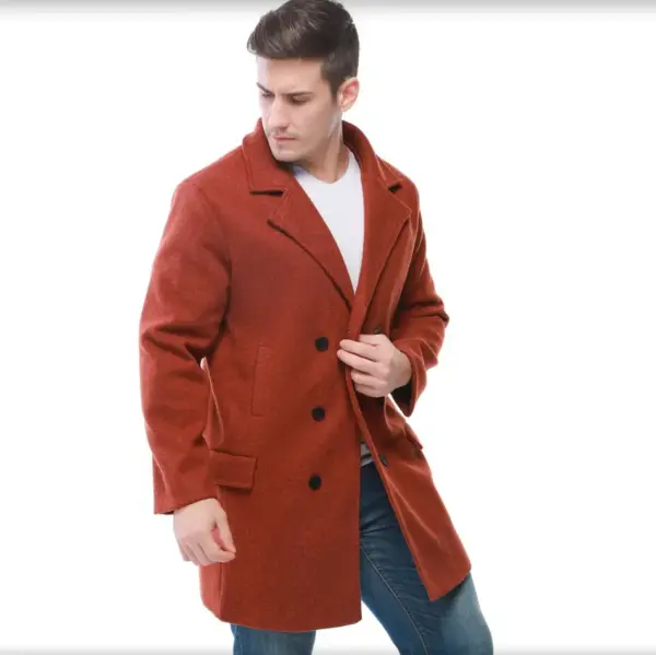 Men’s Wool Lapel Trench Coat with Polyester Lining Men’s Wool Lapel Trench Coat with Polyester Lining