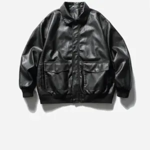 Loose Lapels Motorcycle Leather Jacket Retro Rub Colored PU Leather Jacket For Men