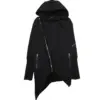 Asymmetric Gothic Black Trench Coat for Men with Hood Asymmetric Gothic Black Trench Coat for Men with Hood