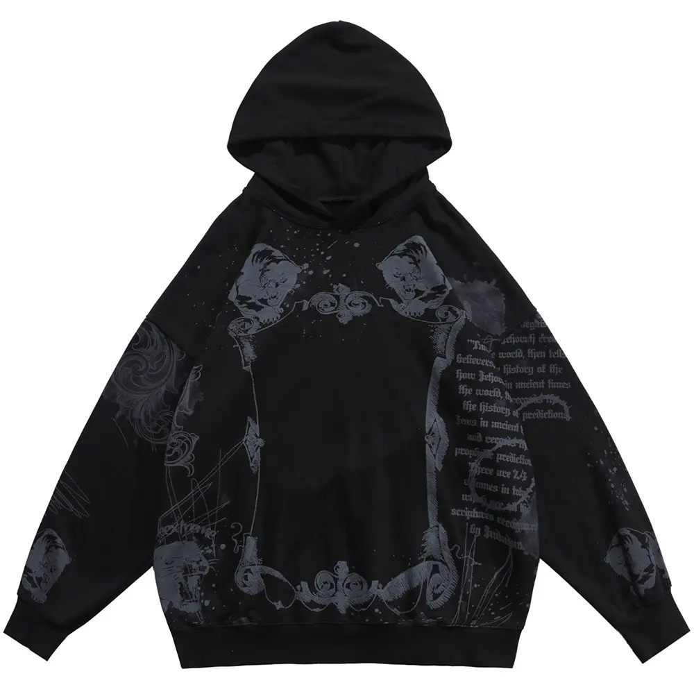 All-Over Speckle Print Cotton Pullover Hoodie for Men