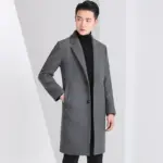 Slim-fit Youth Korean-style Mid-length Wool Coat For Men