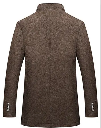 Casual Men's Wool Coat Men's Warm Stand Collar Wool Coat
