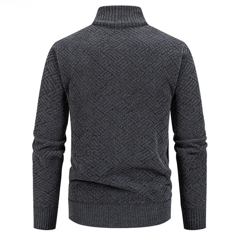 Warm Thickened Knit Zipper Stand Collar Men’s Cardigan Sweater Warm Thickened Knit Zipper Stand Collar Men’s Cardigan Sweater