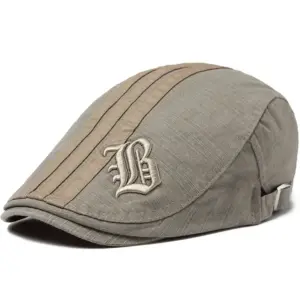 Breathable Men’s Letter Beret Sun Hat for Sunshade