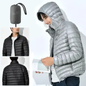 Lightweight Men’s Down Jacket Short Slim Fit White Duck Down
