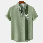 Breathable Linen Printed Short Sleeve Shirt for Men