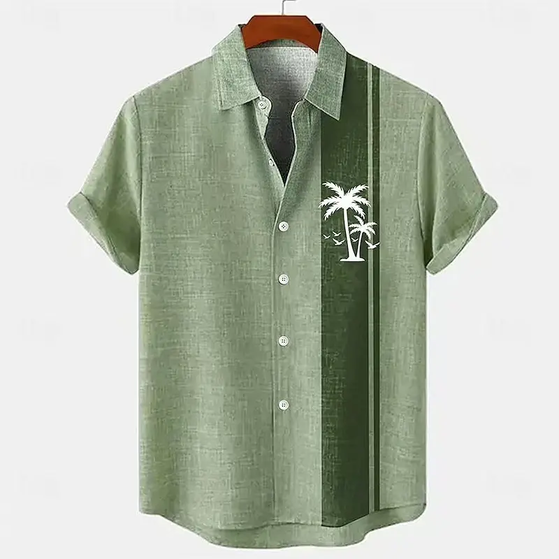 Breathable Linen Printed Short Sleeve Shirt for Men