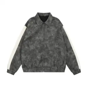 Distressed Biker Leather Jacket for Men - Polyester Lining