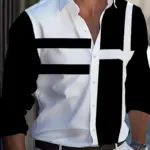 Bold Black-and-White 3 D-Printed Slim Fit Pullover Shirt