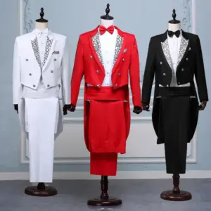Slim Straight Fit White & Black Men’s Tuxedo Suit Set