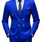 Business Non-Iron Two-Piece Suit With Double-Breasted Gold Buttons