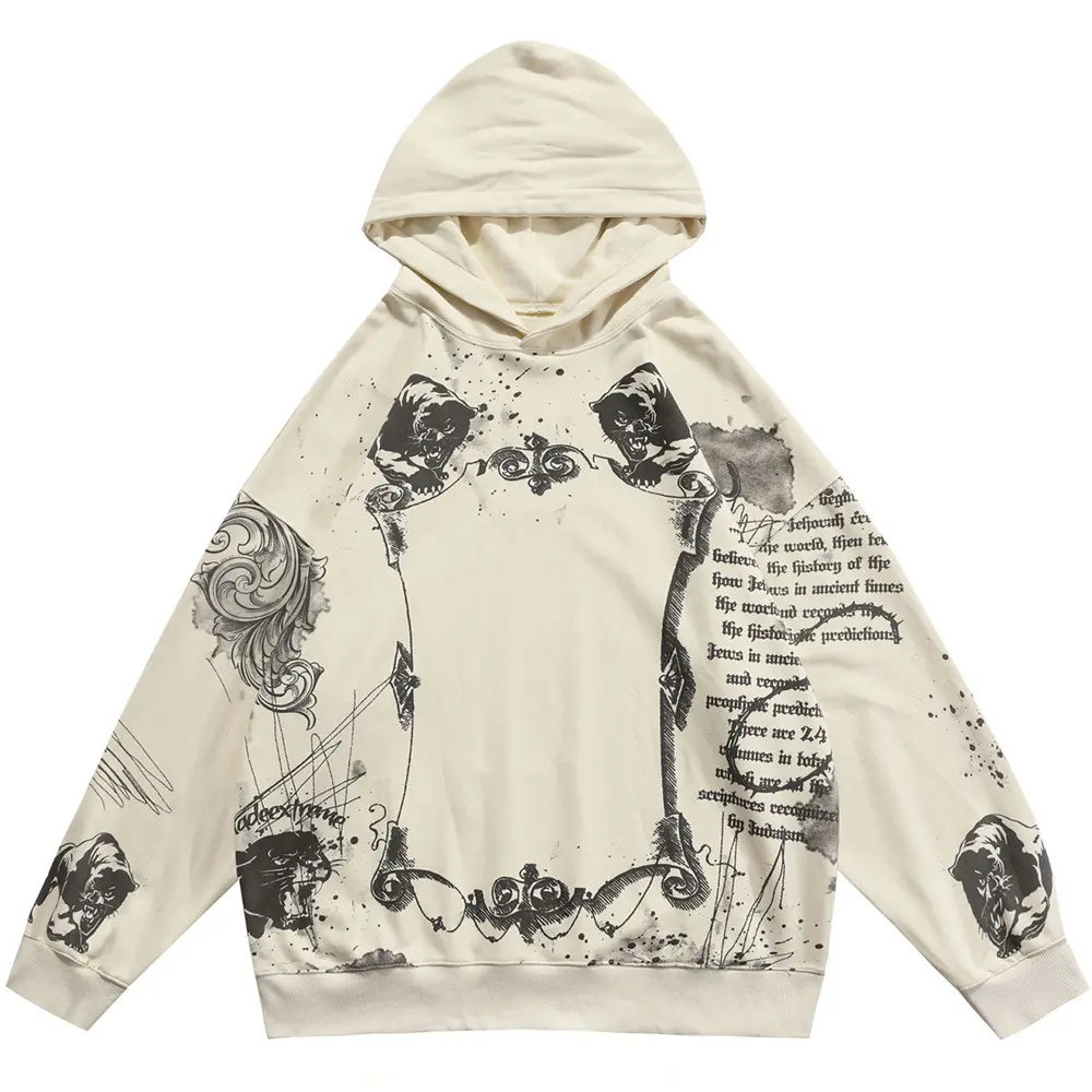 All-Over Speckle Print Cotton Pullover Hoodie for Men