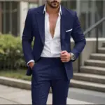 Light Business Slim Fit Men’s Two-Piece Suit Set - Fused