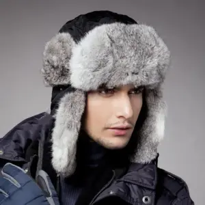 Warm Rabbit Fur Hat for Men & Women, Waterproof Skiing