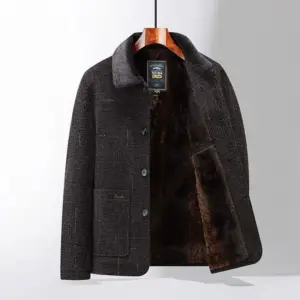 Thick Fleece-Lined Cotton-Padded Coat for Elderly, Woolen