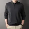 Men’s Loose Fit Long Sleeve Polo Shirt - Turn-Down Collar