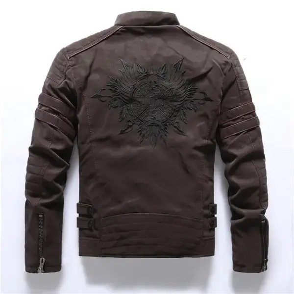 Men PU Leather Jacket with Green, Black, Brown Sizes L-4 XL