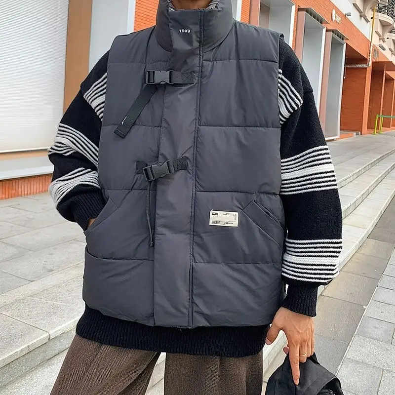 Warm Winter Layering Vest for Men, Gray Polyester Lining