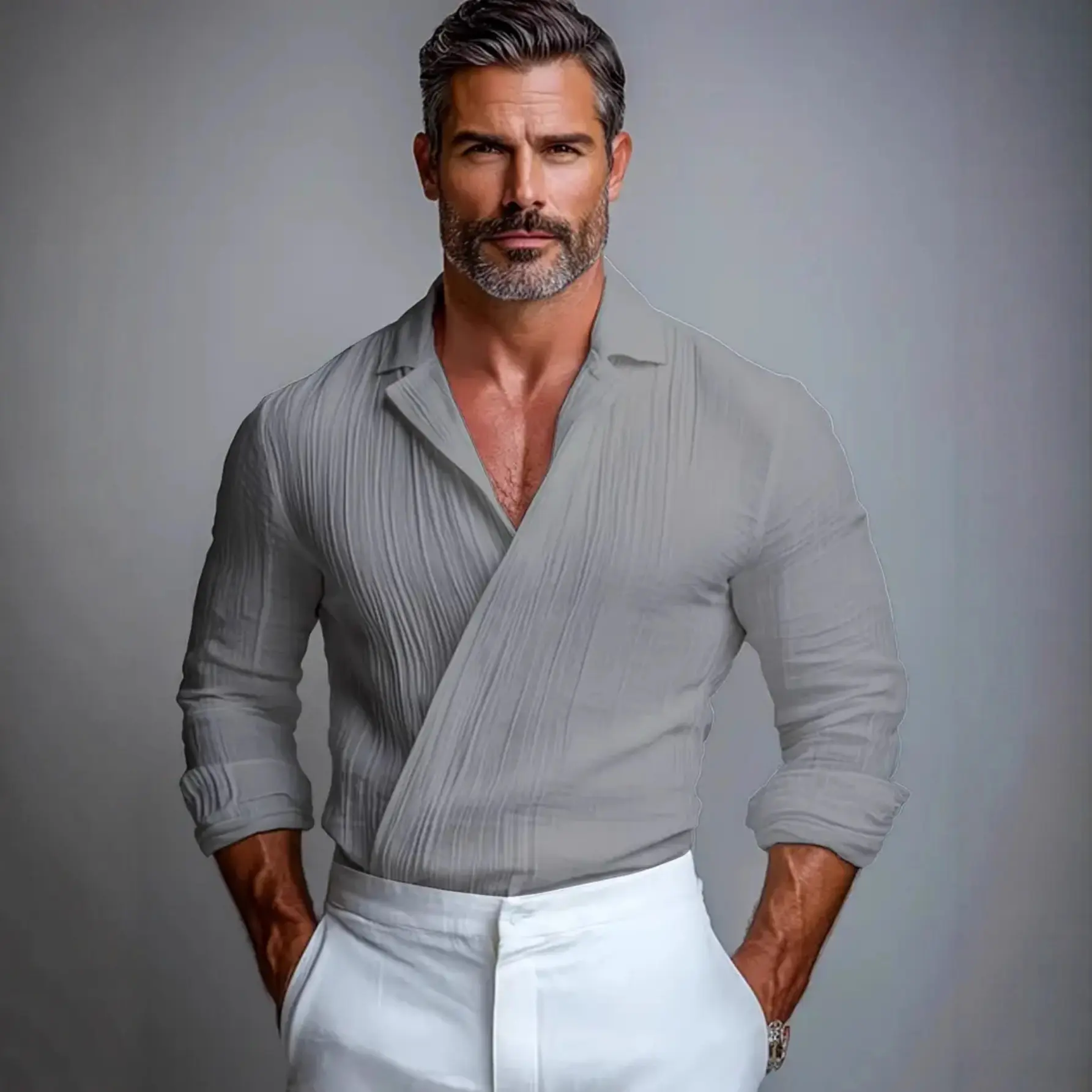 Business-Casual American-Style Long-Sleeve Mens Shirt Business-Casual American-Style Long-Sleeve Mens Shirt