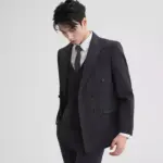 Structured Men’s Plus Size Three-Piece Suit Set, Black