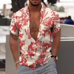 Men's Hawaiian Shirt Loose-Fit Open-Front Digitally Printed