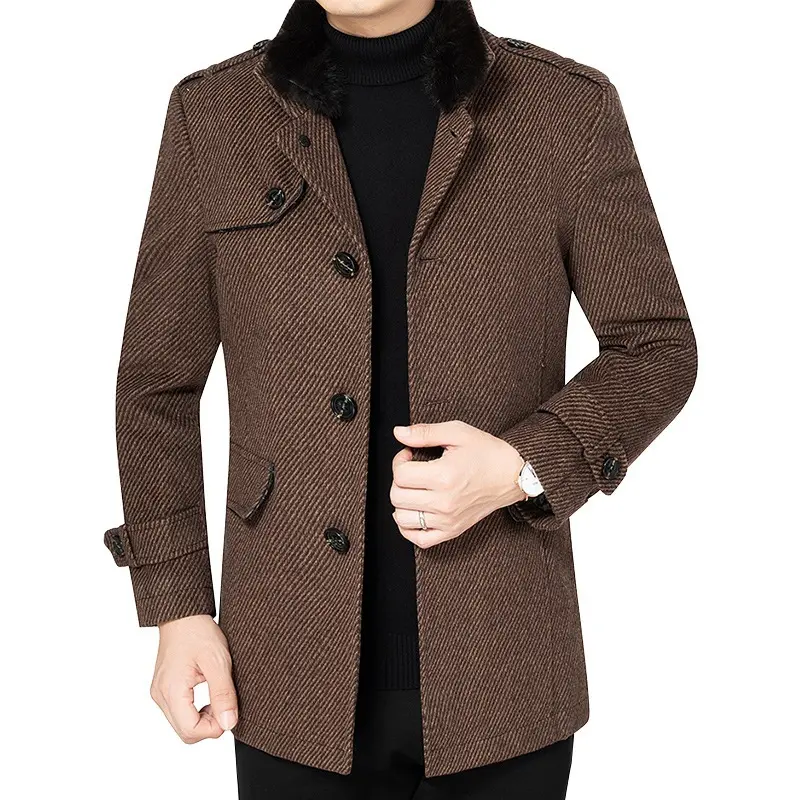 Warm Thickened Wool Blend Autumn Winter Wool Coat - Slim Fit Warm Thickened Wool Blend Autumn Winter Wool Coat - Slim Fit
